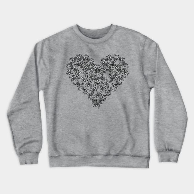 Black Ants Heart Crewneck Sweatshirt by Barthol Graphics